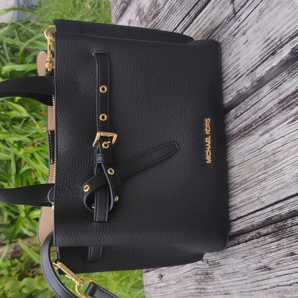Michael Kors Emilia Black Pebble Leather Small Satchel NWOT - Picture 1 of 6